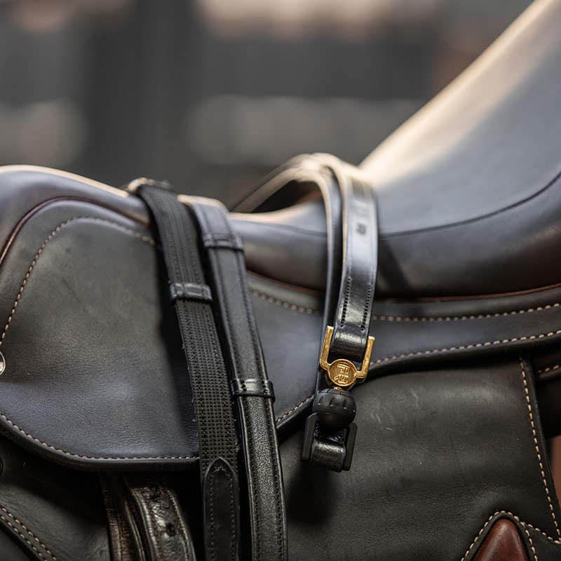 FR Vincitore Quick Release Safety Reins, Eventing, Black Leather - Charles Owen