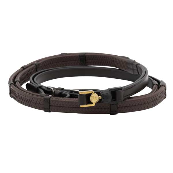 FR Vincitore Quick Release Safety Reins, Libre, Havana Leather With Stopper - Charles Owen