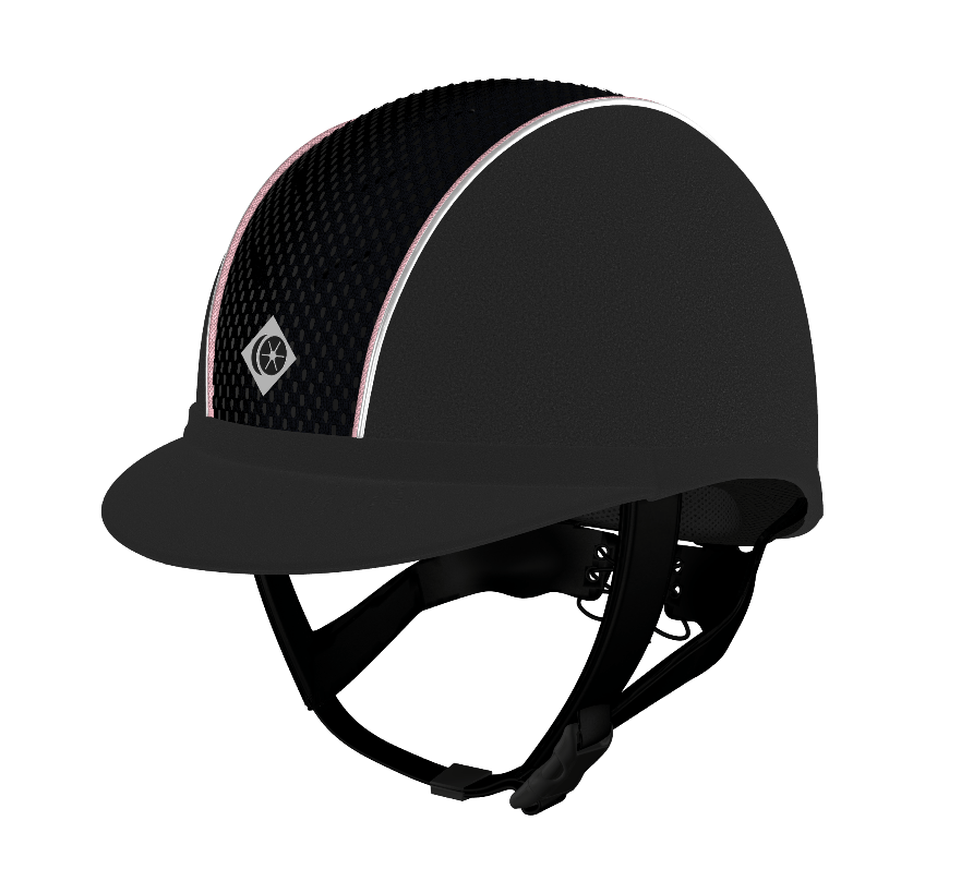 My Ayr8® - Black Microsuede/ Pink Cotton & Silver Sparkly Piping - Charles Owen